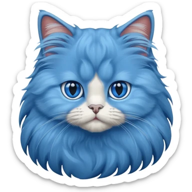 A cat which is a brittish longhair whit is blue color and hes eyes are blue sticker