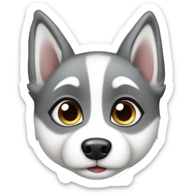 kawaii style, white and grey baby siberian husky in love, full body, full detail sticker