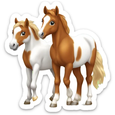 Chestnut horse with white, cheeky playful horse, young horse foal filly horse yearling playful trotting sticker