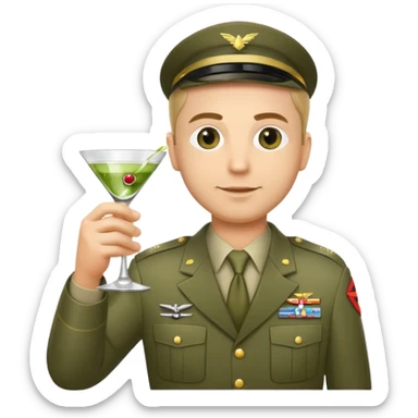 military man with a martini glass sticker