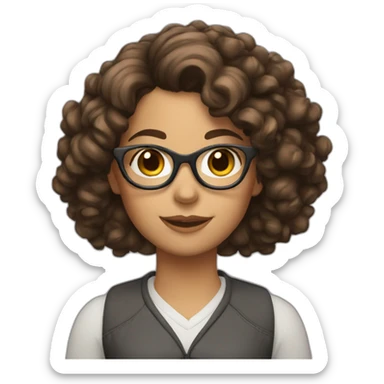 brunette girl with glasses and curly hair with text "approved" sticker