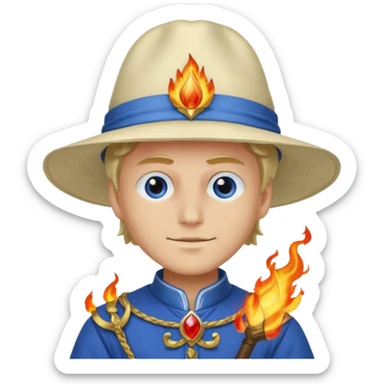 Sabo l'empereur des flammes avec un chapeau blanc et une chemise bleu de one piece sticker