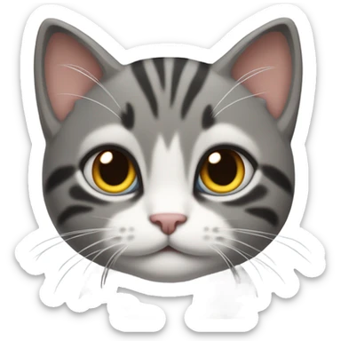 Grey and black tabby kitten with white legs, razor sharp talons and wings of fire  sticker