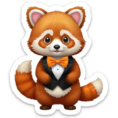 a red panda with orange bow tie sticker