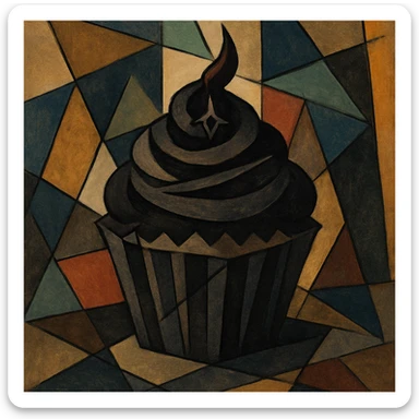 gothic cupcake, cubist abstraction style sticker
