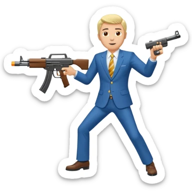 Yodeling mountain climber in Switzerland with a machine gun pointing to the right, full body. in the style of your bleeding skull art make him look like the price is right game sticker