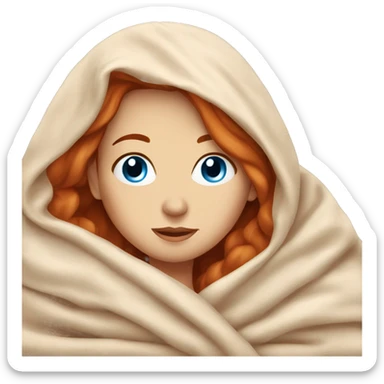Relaxing redhead woman blue eyes in a blanket  sticker