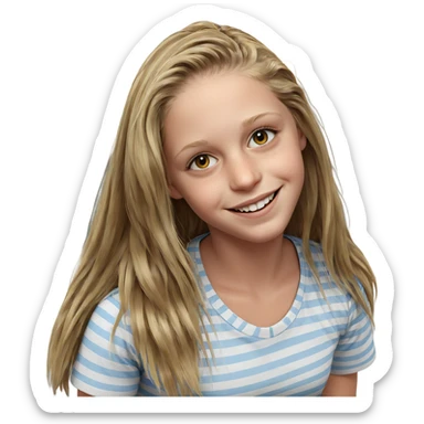 smiling girl in striped shirt sticker