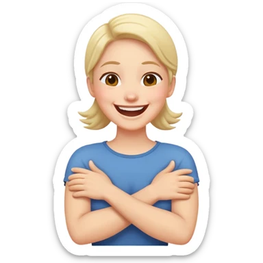 arms crossed around neck laughing  sticker