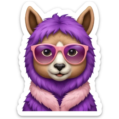 gradient purple color peach pink white cute eyes lama sun glasses sticker