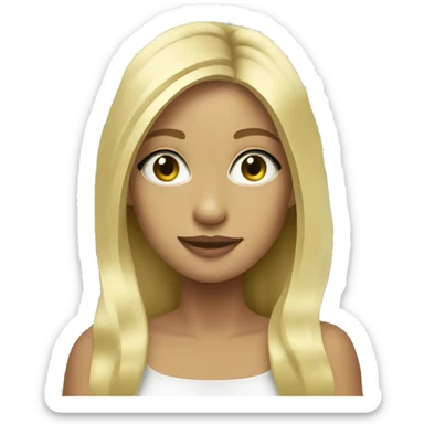 blonde girl with long hair and money pieces sticker