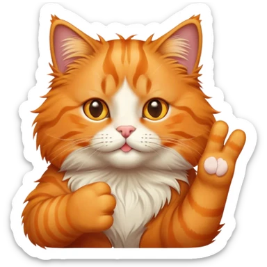Orange cat giving peace sign sticker