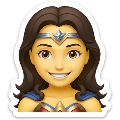 create a yellow emoji of wonder woman. syle android emoji sticker