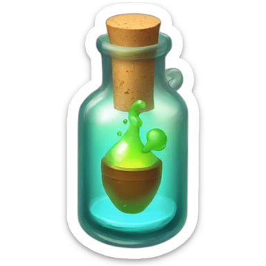 power up potion in a tube with a cork sticker