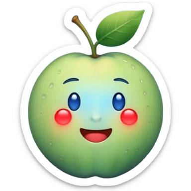  glowing fruit releasing melatonin, calm blue tones, simple emoji style sticker