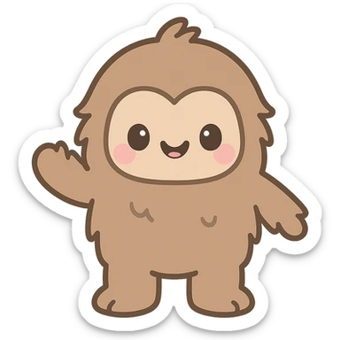 bigfoot, playful and friendly, kawaii style sticker