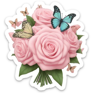 pastel pink bouquet with butterflies sticker