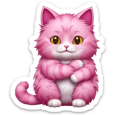 Pink cat giving a hug sticker