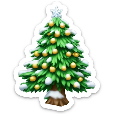 christmas tree with snow on sticker