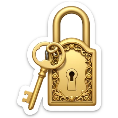 gold antique key The lock sticker