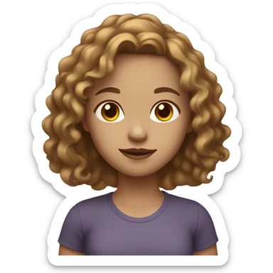 Girl with light brown wavy hair and light skin and brown eyes sticker