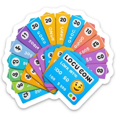 Create a blank lottery coupon fanned out, clean and colorful sticker
