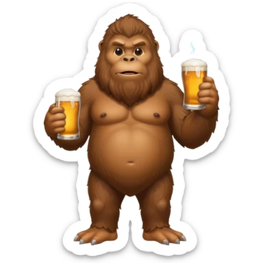 Bigfoot holding beer sticker