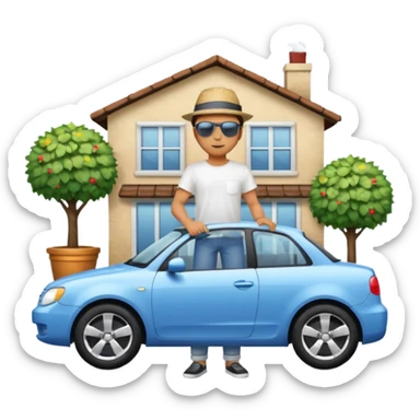 man washing a car outside his house full body sticker