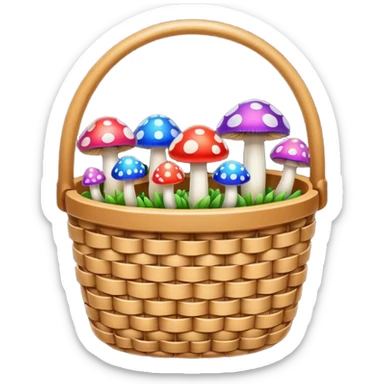 Basket with Psychedelic mushrooms sticker