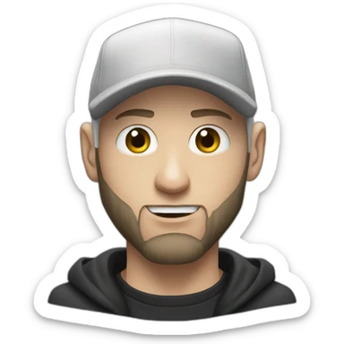 Eminem with the slim shady look with a beard sticker