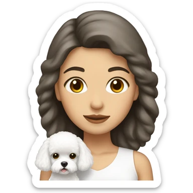 mujer pelo largo con y perro bichon blanco sticker