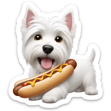 Westie with a hot dog sticker