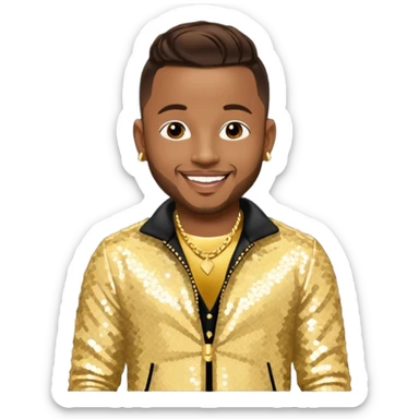 Pleasure P, R&B Singer from Pretty Ricky with dark brown hair, gold sequin outfit sticker