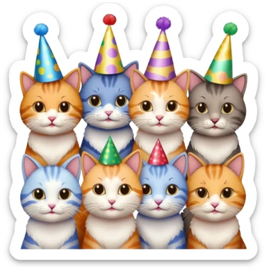 12 cats at a birthday party sticker