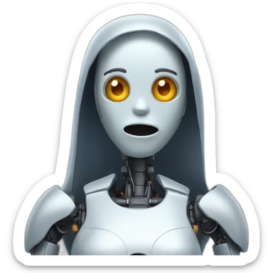robot woman ghost saying oh no sticker