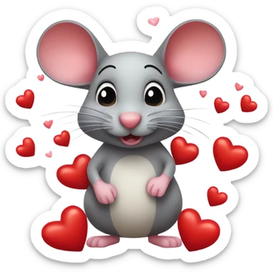 Mouse with hearts sticker