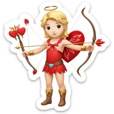 Full body Cupid with a bow and hearts sticker