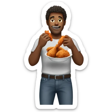 guy eating fried chicken sticker