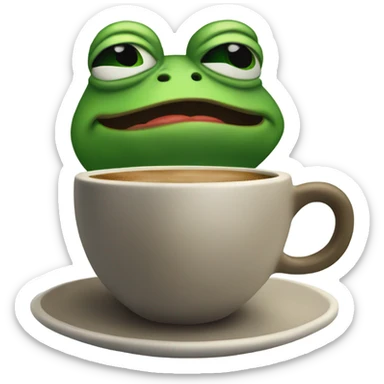pepe the frog with a cup of coffee sticker