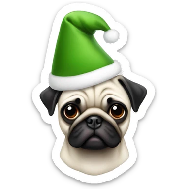  Christmas pug white elf sticker