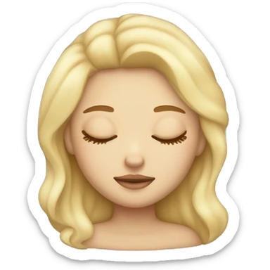 pretty light skinned blonde girl sleeping with her closed eyes soft textures no background sticker