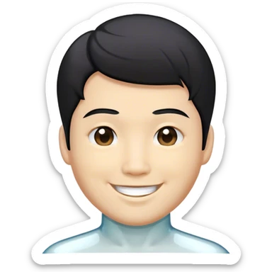 a transparent glass man with black curvy hair asian men smiling sticker