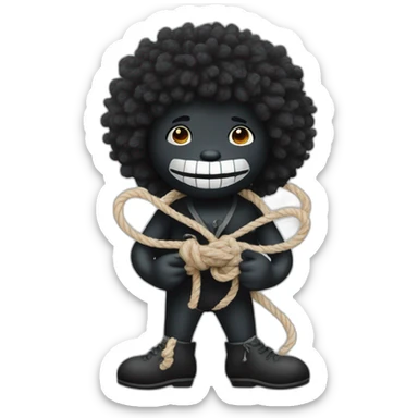 Gollywog tying a knot in rope sticker
