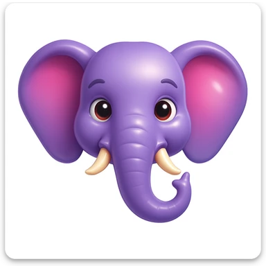 Create an emoji that looks exactly like the reference image, in iOS emoji style. 3D, shiny, smooth gradients, soft shadows, purple elephant head, classic emoji look. Add a glossy effect to the skin. sticker