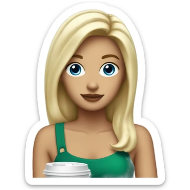 Starbucks cup drink with blonde girl blue eyes  sticker