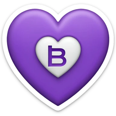 LETTER capital " B" Inside the heart shape, the heart is in purple color and the letter "B" is in white color sticker