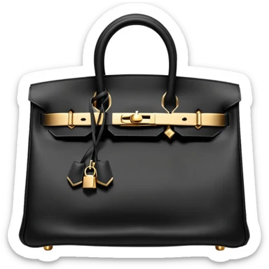 hermes birkin matte black color bag with gold hardware sticker