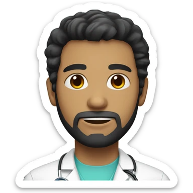 light skin male doctor with full short beard, has black hair  sticker