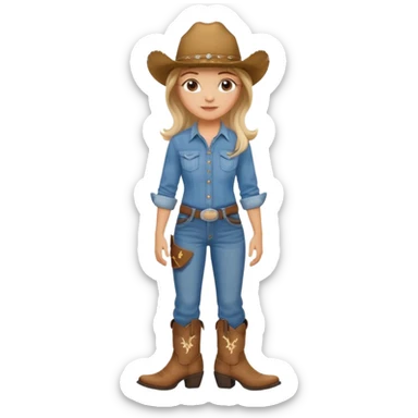 Girl line dancing in cowboy boots and hat sticker