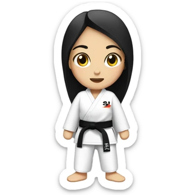 judo girl with a black belt with black hair sticker